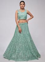 Soft Net Mint Green Wedding Wear Sequins Work Lehenga Choli